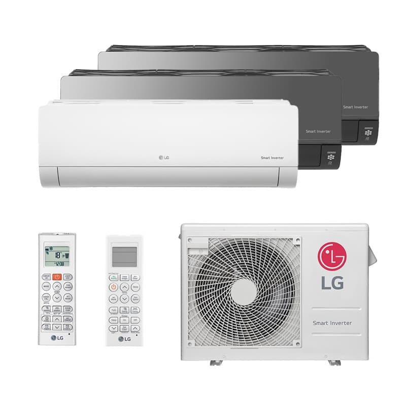 Ar Condicionado Multi Split Inverter LG Hw 30.000 BTUs (2 Evap 12.000 e 1 Evap 18.000 Hw Artcool) Quente/Frio 220V Monofásico
