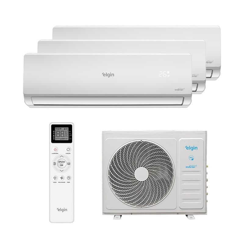 Ar Condicionado Multi Split Inverter Elgin Hw R-32 Wifi 27.000 BTUs (3 Evap 12.000) Quente/Frio 220V Monofásico