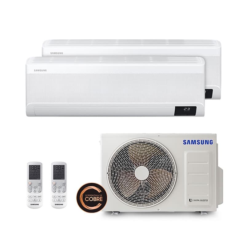 Ar Condicionado Multi Split Inverter R-410A Windfree Samsung 18.000 BTUs (1 Evap 9.000 e 1 Evap 12.000) Quente/Frio 220V Monofásico