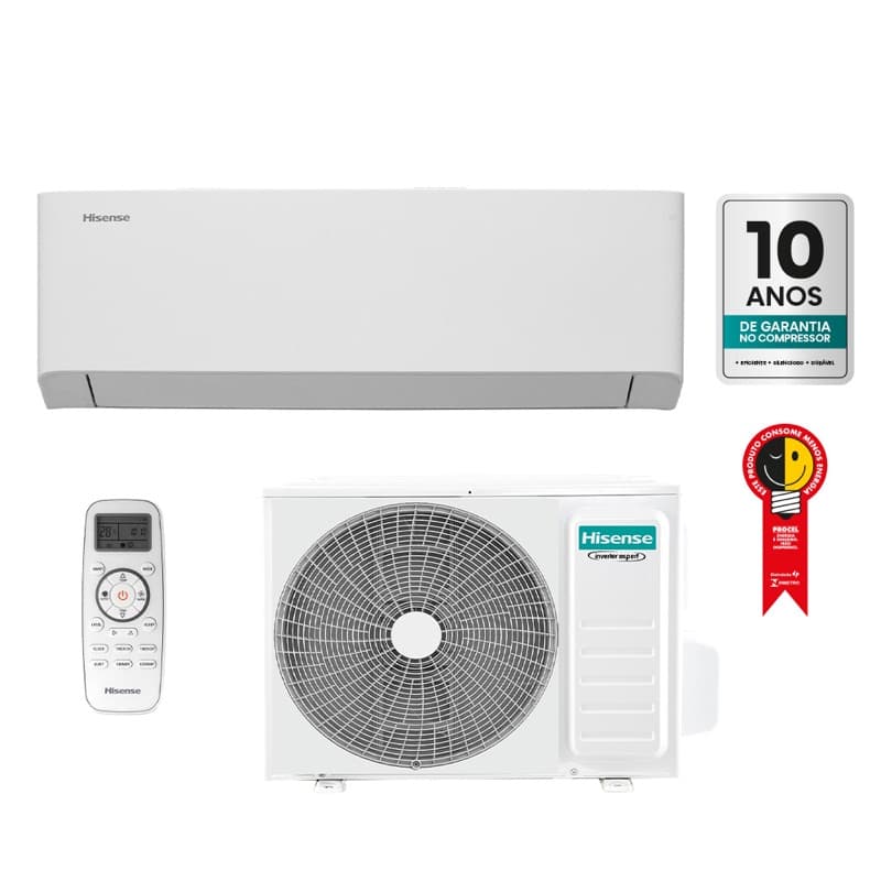 Ar Condicionado Split Hi Wall - Inverter R-32 - Hisense - Hi Efficiency - 12.000 BTUs - Frio - 220V Monofásico